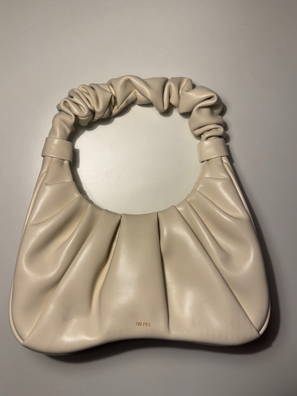 JW PEI Cream Ruched Handle Shoulder Bag